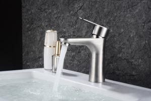 China OEM Preservative Brushed Steel Bathroom Taps Nickel Surface wholesale