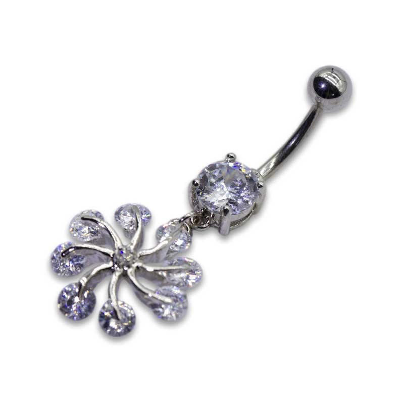 7mm Round zircon Belly Button Piercings Jewelry 316 Stainless Steel
