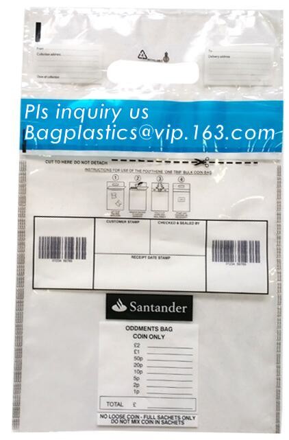 security deposit bags bank deposit bags cash deposit bags, general bank plastic deposit bags supply, Coin and Bank Note