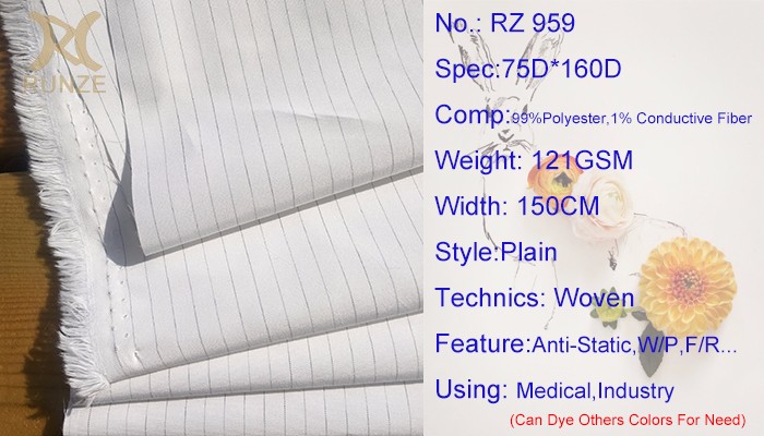 TWILL Style 75D*160D Microfiber Anti Static Textured Clear 99% Polyester 1% Carbon Pongee Fabric