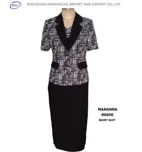 China Hot Sell ladies wool/ployester elegant women black suit wholesale