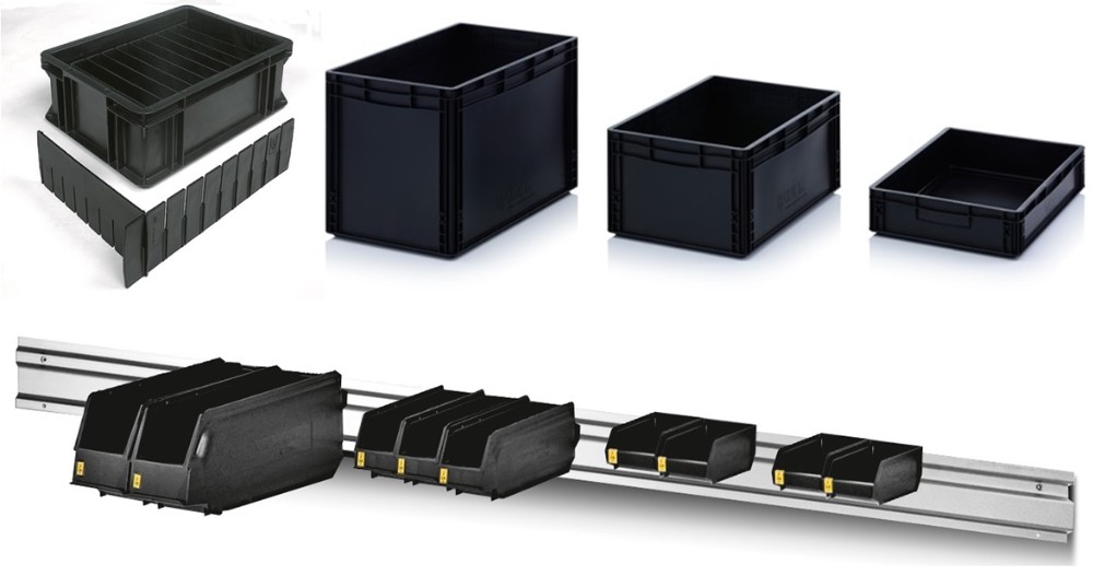 Black Conductive Glossy Lamination ESD Packing Box For Electronics