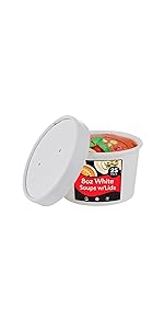 8 oz White Disposable Soup Cups with Lids have Multipurpose Use as Ice Cream Cups with Lids - Soup