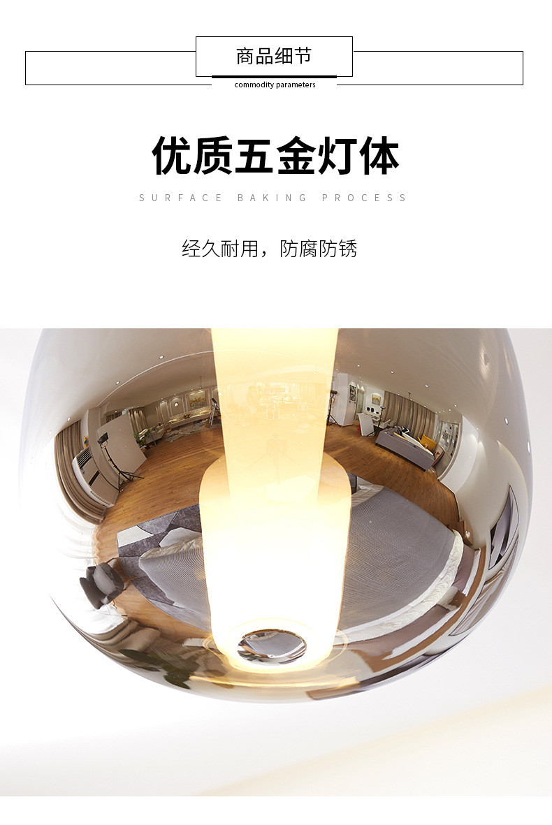 Chrome gold pendant light Glass Art luxury living room Restaurant Bar Dusk Dawn Pendant Light(WH-GP-146)