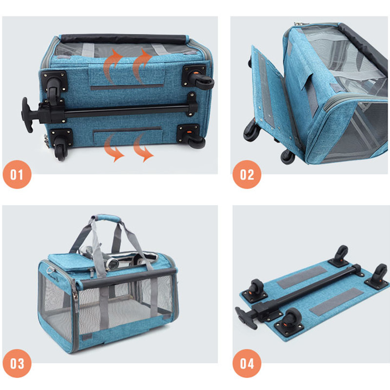 4 Wheel Pet Trolleys Easy Walk Folding Carriage Pet Stroller For Small Dogs Cats