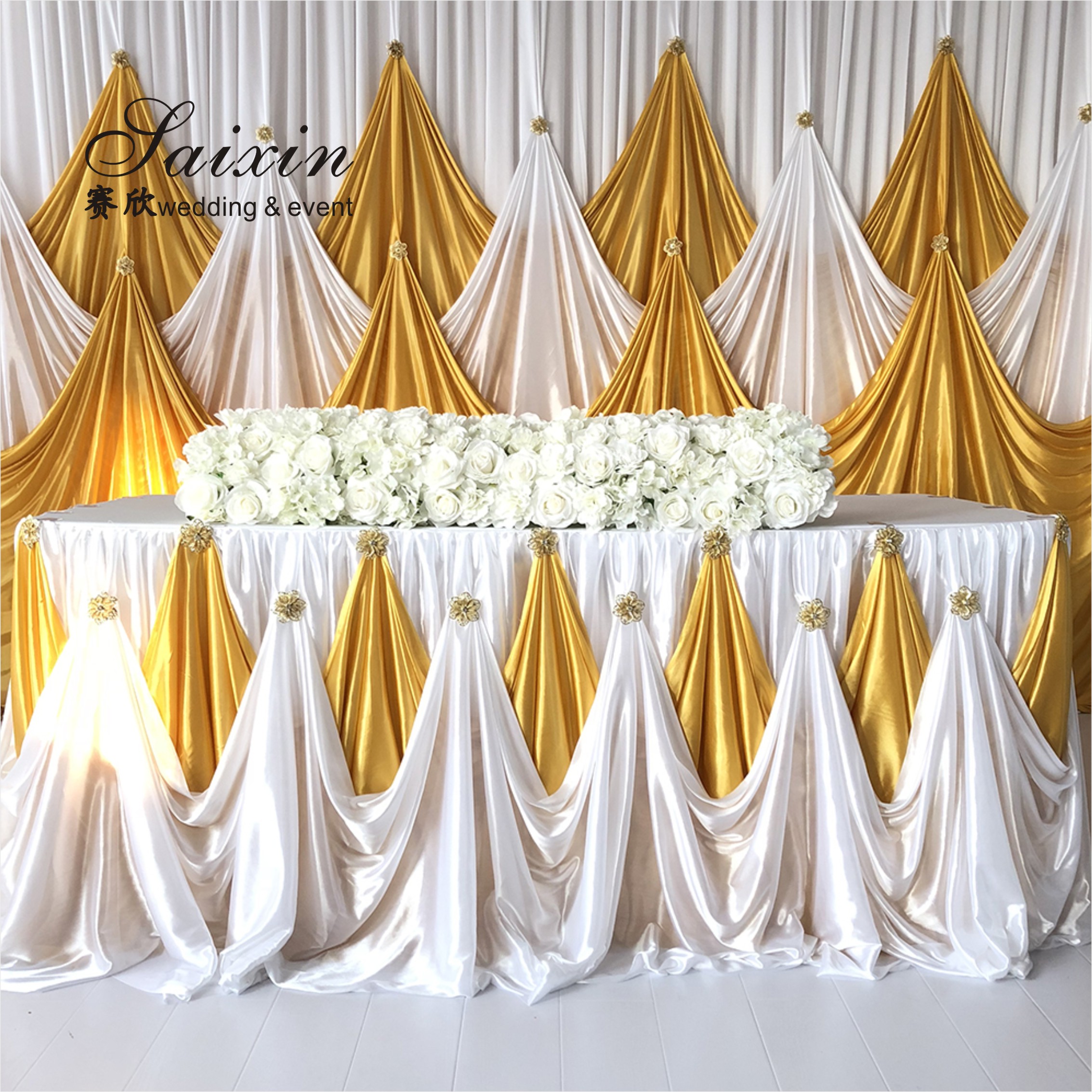 SX-387 Beautiful Wedding Stage Decorative White Drapery Hanging Ceiling Drapes