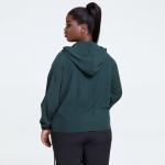 Dark Green Women'S Plus Size Yoga Wear White Splice Oversized Sports Hoodie