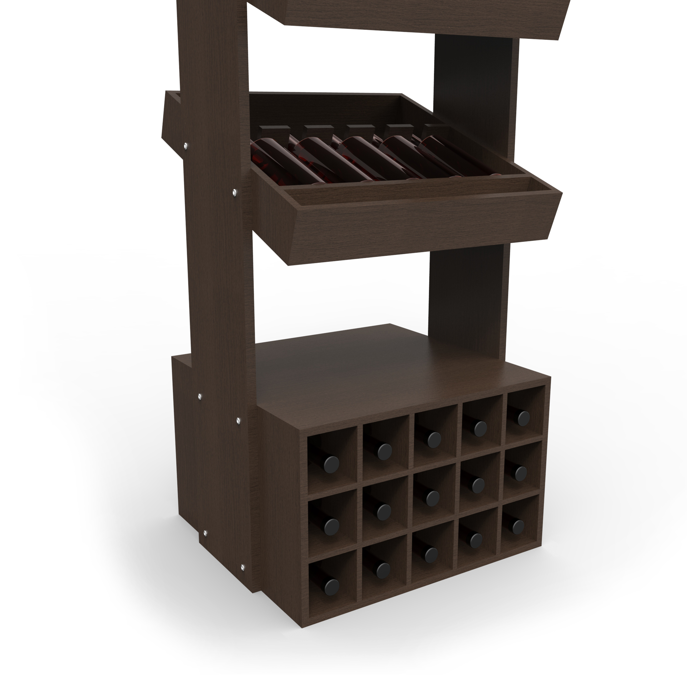 Vintage Wooden Display Stand Wood Wine Display Racks Tequila With LCD Screen