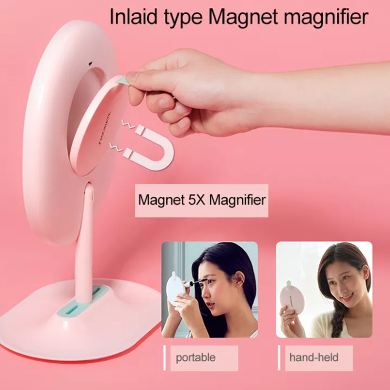Touch Sensor Switch Single Sides Oval Shaped Soft Led Lights Vanity Mirror Makeup With Base Storage