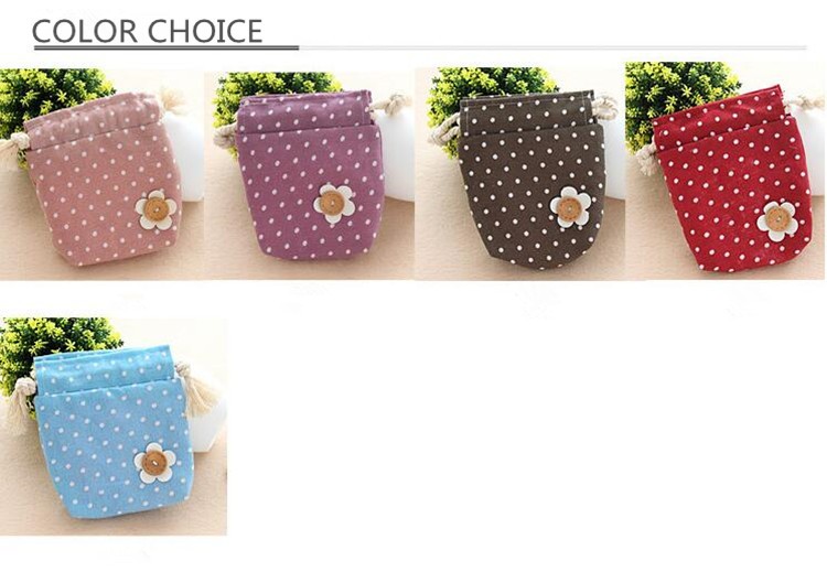 Promotional lint Polka Dot Mini Handbag Drawstring Bag folding pouch pocket custom size and color for Shopping Gift