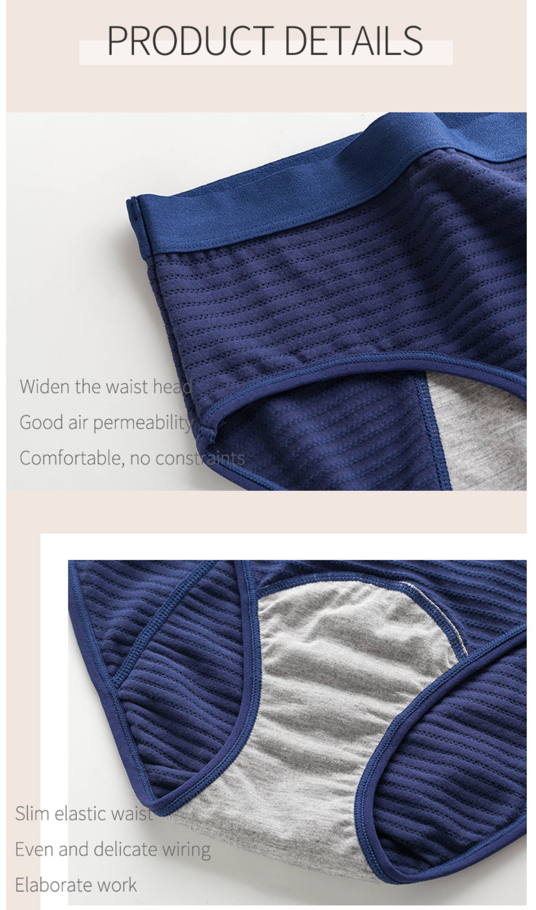 In Stock 3 Layers Multi Color Leakproof Menstrual Panties Cotton Brief Absorbent Period Underwear For Women