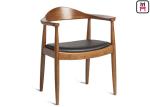 Over - Size Armrest Wood Restaurant Chairs With Leather Cushion / Wood Frame