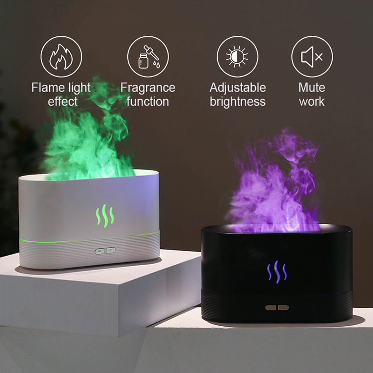 RGB light Color Change USB Ultrasonic Flame Humidifier Led RGB Colorful Essential Oil Fire Flame Aroma Diffuser