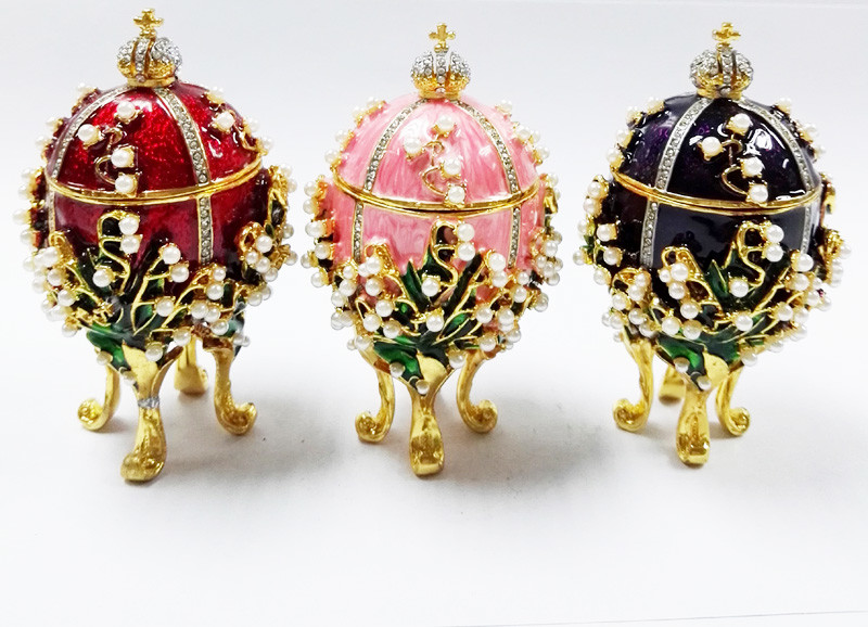Enameled Easter Egg Jewelry Box wholesale easter egg metal Faberge Egg Jewelry Boxes Trinket Boxes decor metal gift