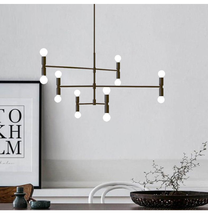 Postmodern chandelier Black Gold Adjustable whirling Indoor lounge room Atomium Chandeliers(WH-MI-342)