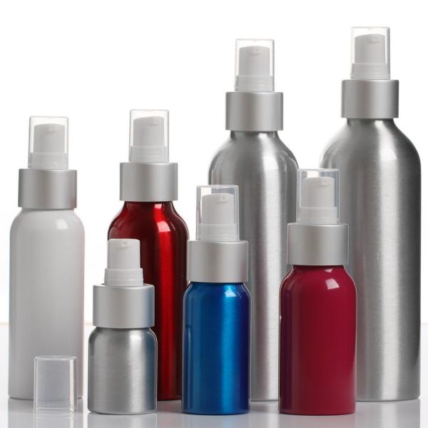 Essential Oil / Lotion Cosmetic Aluminum Bottles , Reusable Cosmetic Pump