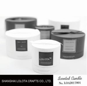 China Round Rigid Gift Box Packing Scented Soy Candles With Black Label Stick wholesale