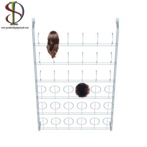 China Door Back Barber Shop 6Layers Wig Display Stand Wall Mount Metal wholesale
