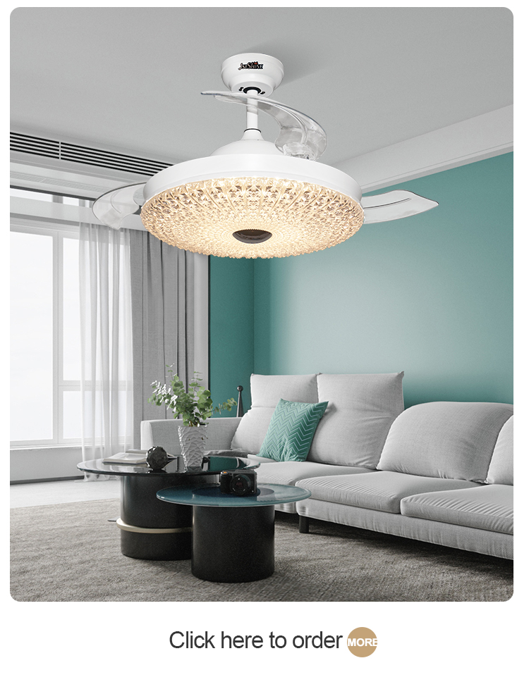 Support Dimmer 1stshine LED Ceiling Fan with Clear Acrylic Blades and Hidden Blades