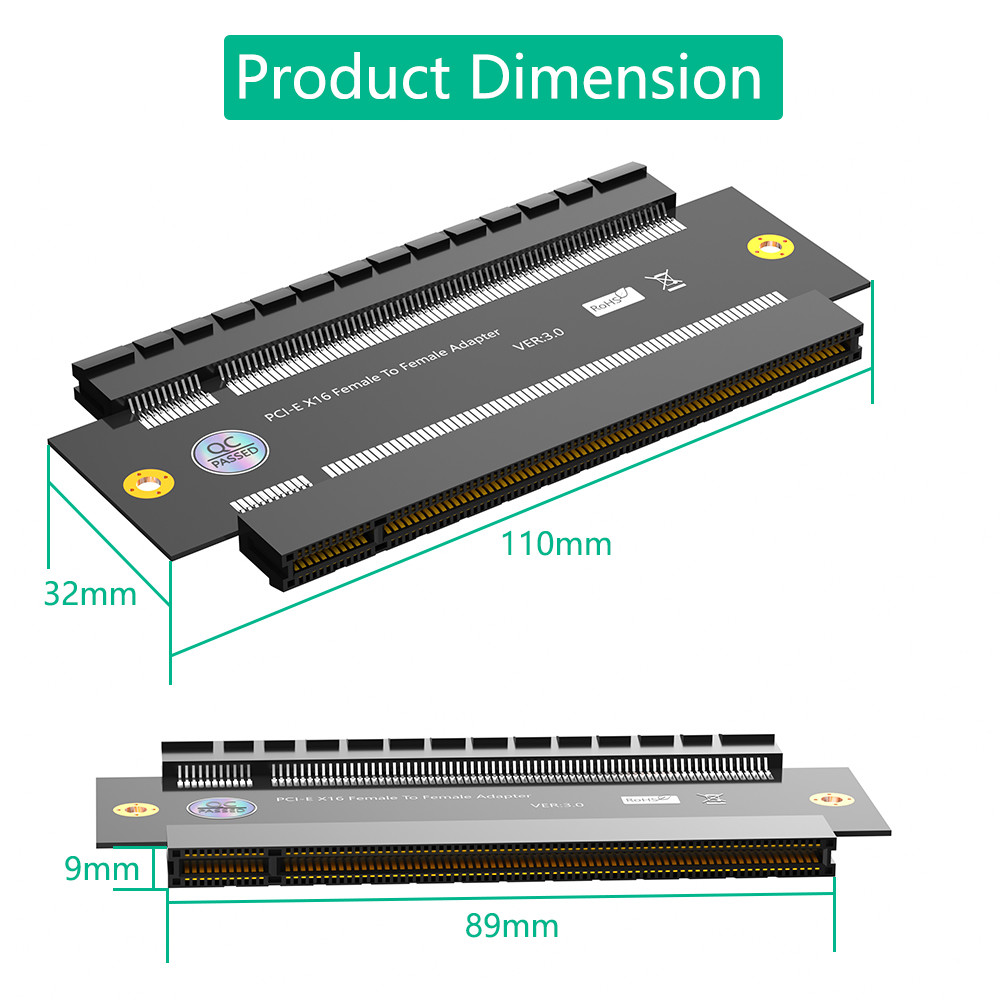 PCI Express PCI-E 3.0 16X Female to X16 Female Extension Connector Card