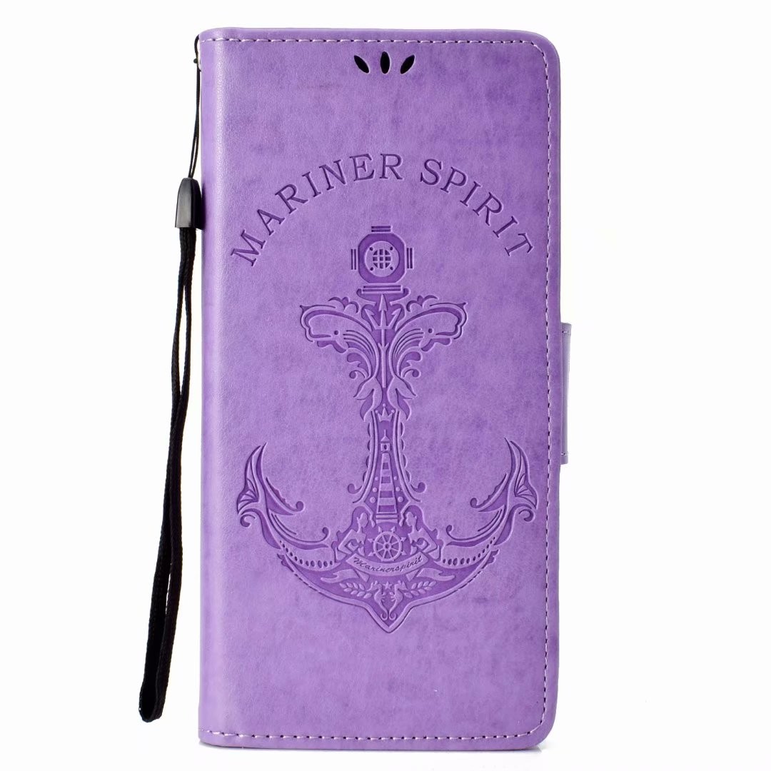 Samsung Note 8 Embossed Mermaid Mariner Spirit Leather Wallet Case with wristlet strap
