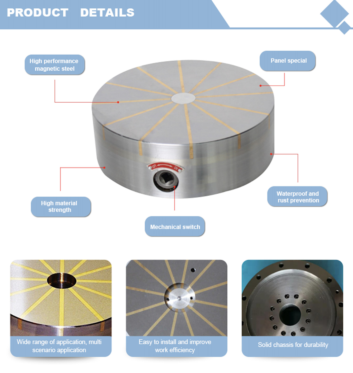 600mm Fine Pole Round Magnetic Chuck Radial Type