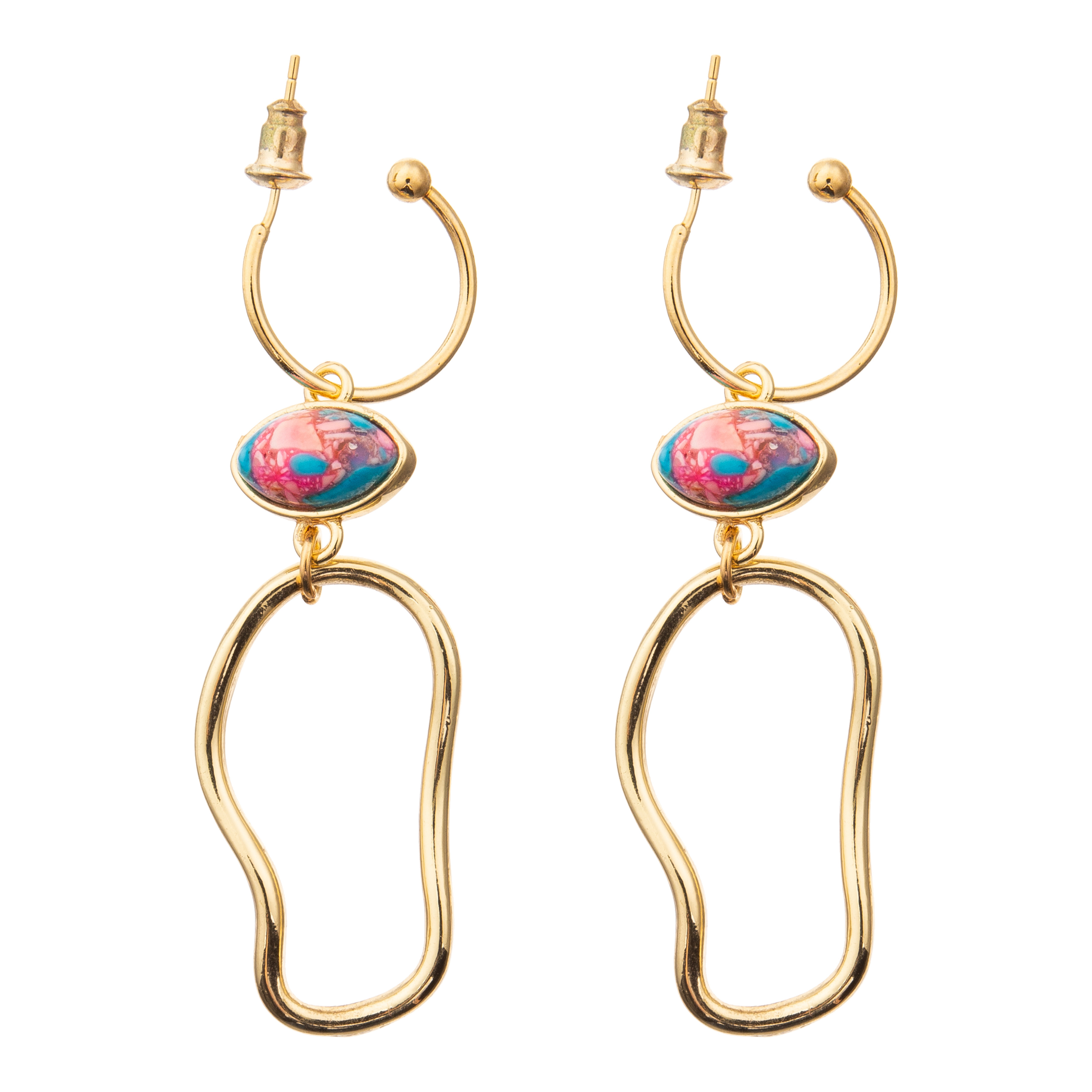 Metal Irregular Geometric Disc Pendant Earrings Tassel Dangle Drop Earrings