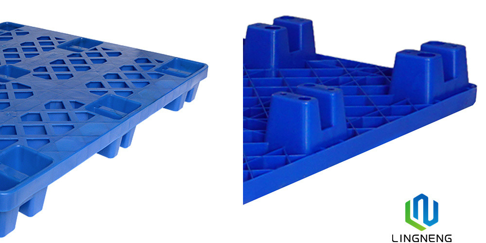 Grid Surface Lightweight Plastic Pallet 4 Way Entry European HDPE One Sided with Nine Leg
