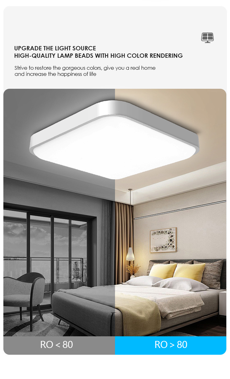 Living Room Square Indoor Solar Ceiling Lights 200w 6000K Surface Mounted