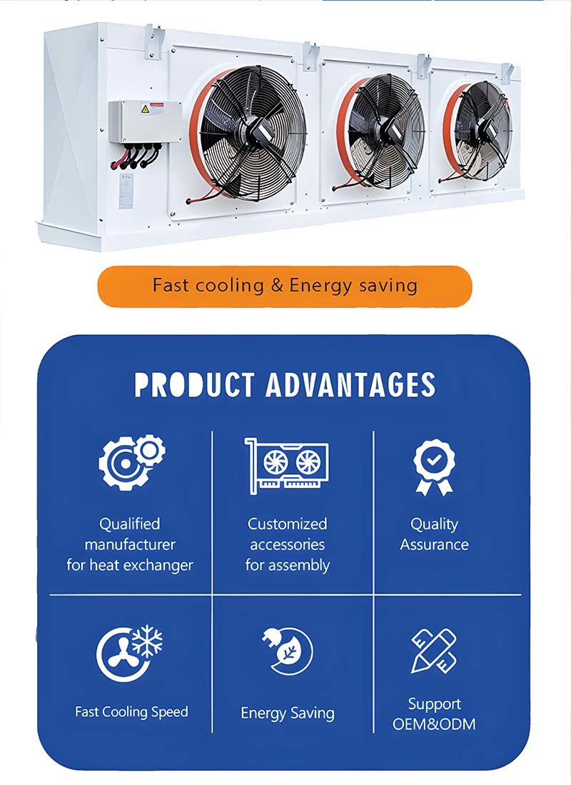 Industrial Cold Room Freezer Evaporator Heat Exchanger Chamber Anti Corrosion