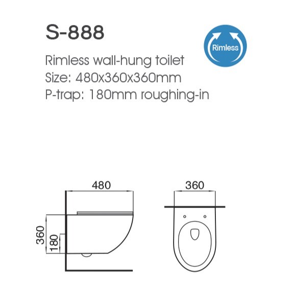Round Rimless Flushing Ceramic Wall Hung Toilet Suspended CE For Bathroom