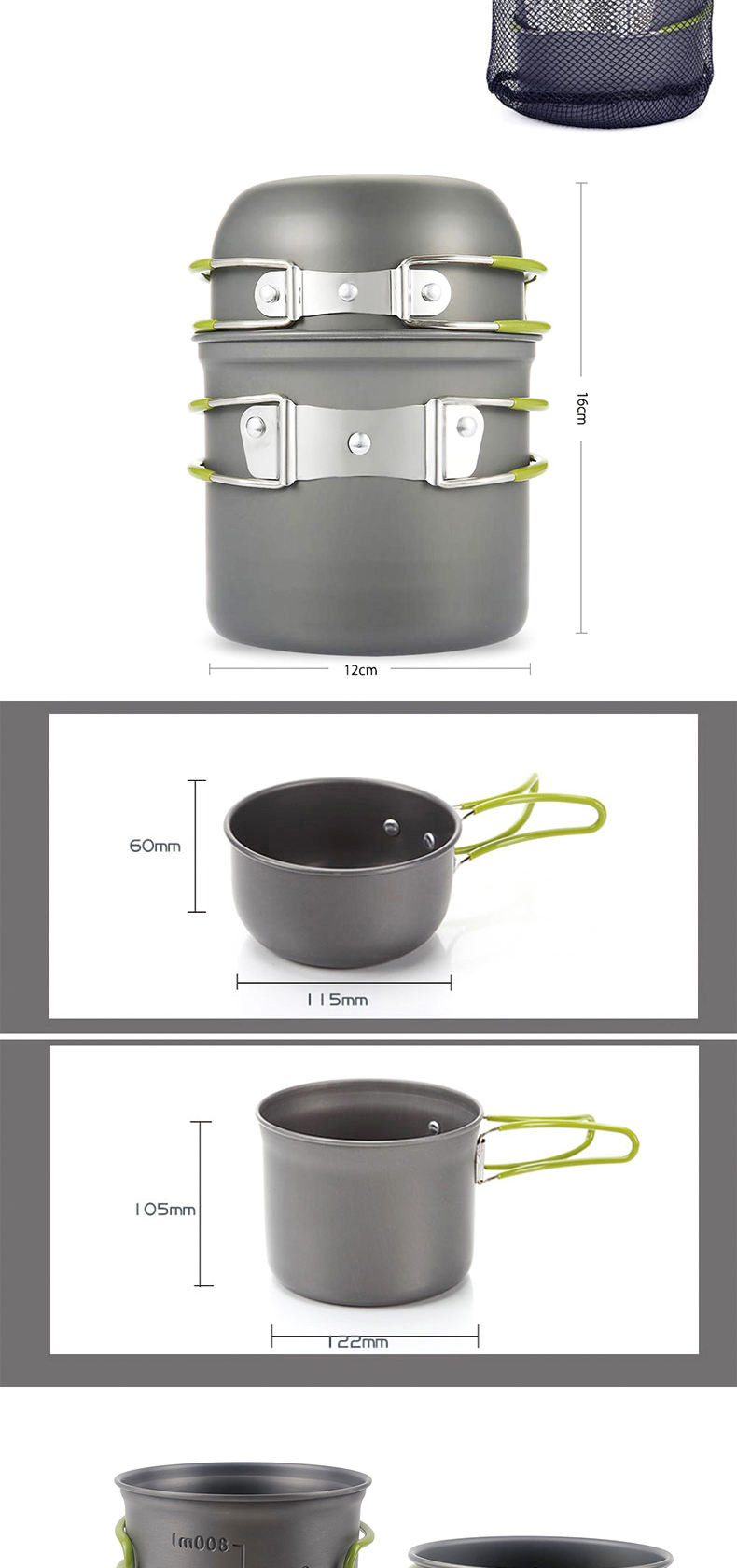 Titanium Outdoor Camping Pot And Pans Set 2PCS Camping Cookware