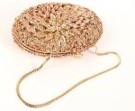 Oval Shape Luxury Stone Clutch Bag Bridal Wedding With Rose Crystal
