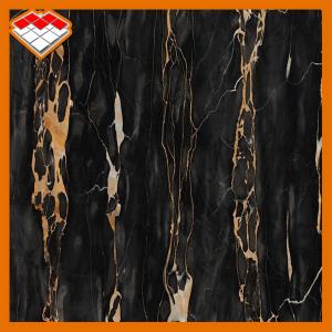 China Cut To Size Black Portoro Italian Marble With Gold Vein For Bathroom Countertop wholesale