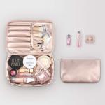 Large Capacity Two Way Zipper Closure Polyester Cosmetic Bag