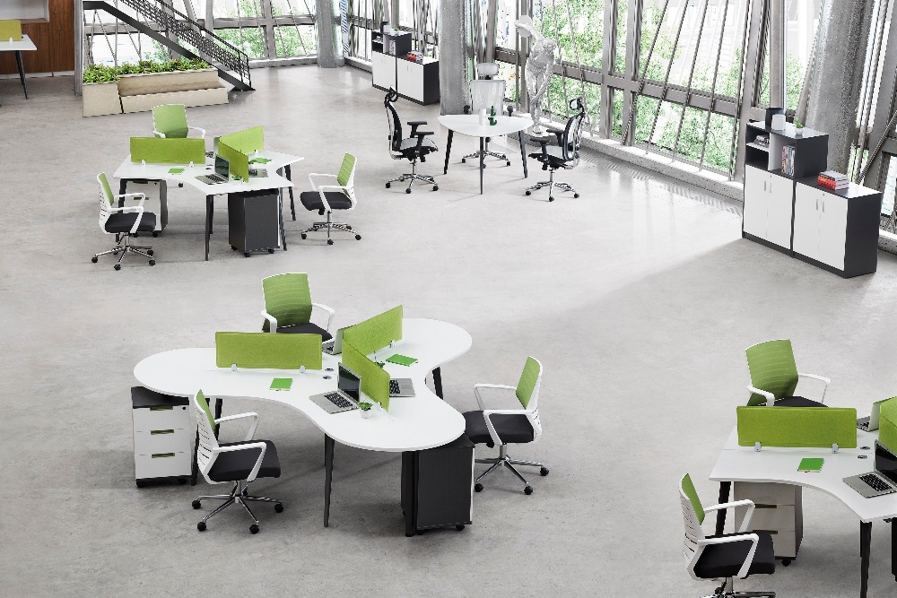Zhixing New Model 3 person 120 degree workstation open office MDF furniture