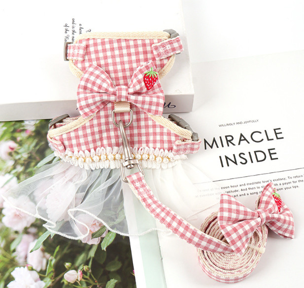 Cotton Adjustable Cat Collar Harness For Kitties Puppies Small Pets Outdoor