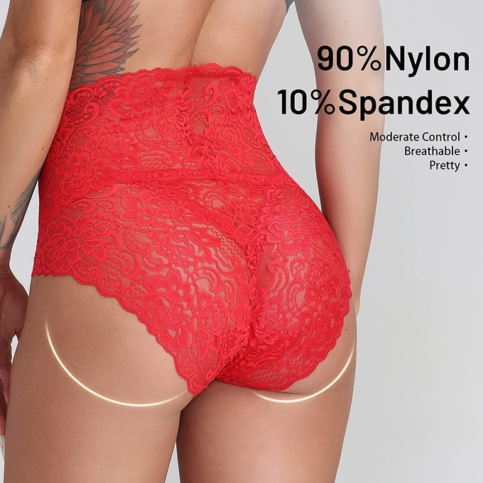 Womens High Waisted Lace Panties Plus Size Sexy Underwear Brief Hipster Panties