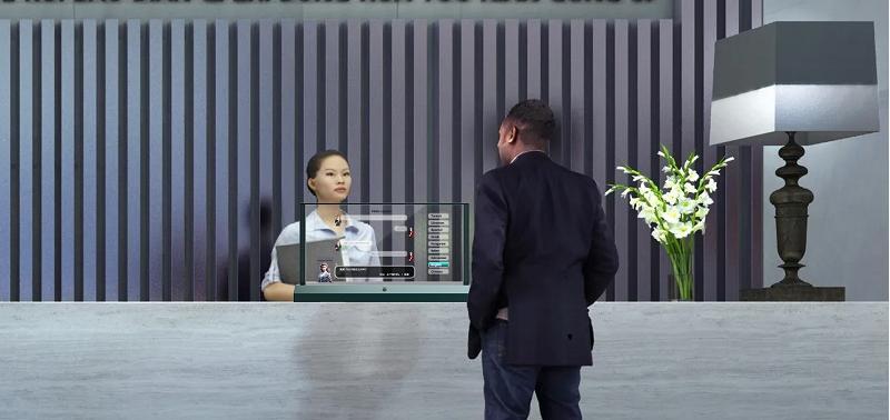 20.8-inch double-sided transparent OLED display in use
