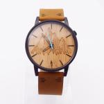 Japan Quartz Movement Mens Stainless Steel Watch With Bamboo Dial