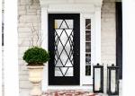 Polished Wrought Iron Glass Double Entry Doors Firm Type Iron Mosaic Glass
