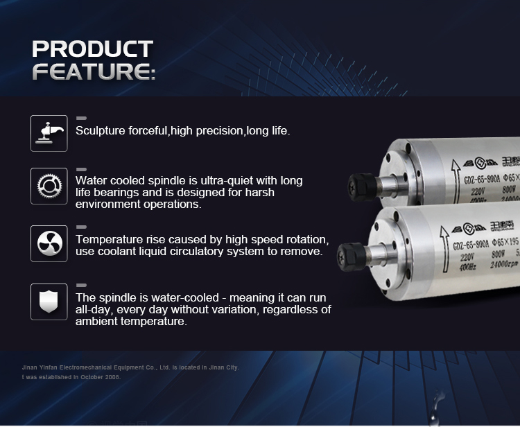 800W Water Cooled Spindle Motor for Wood Engraving Machine Durable and Long-Lasting