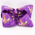 Purple Glitter Large Hair Bows , Eco Friendly Personalized Hair Bows