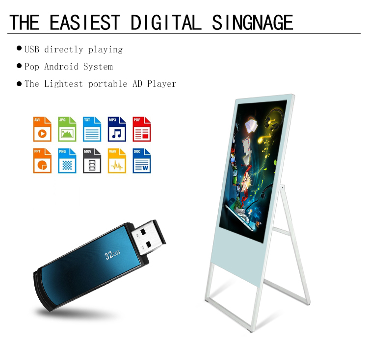 43 inch 1080P portable lcd advertising player digital signage display monitor