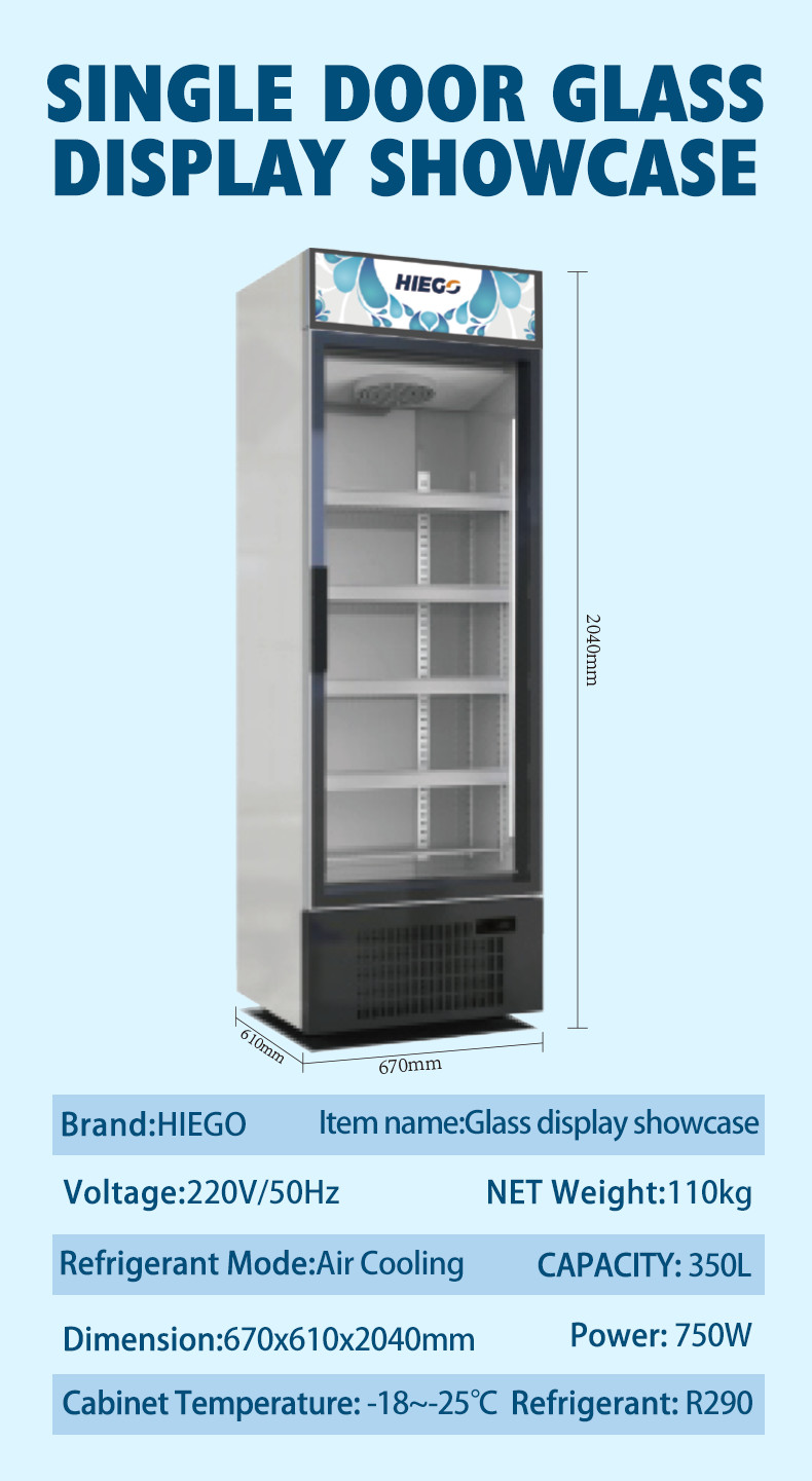 Air Cooling Double Glass Door Display Chiller 980L R290 Single Temperature
