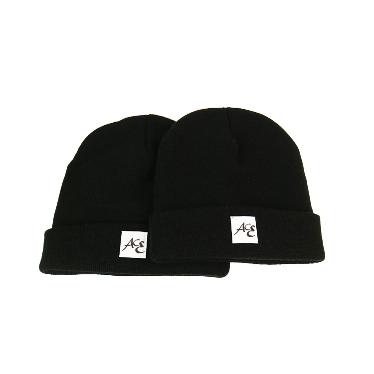 Custom Embroidery Leather Patch Knit Beanie Hats 100% Acrylic Common Fabric