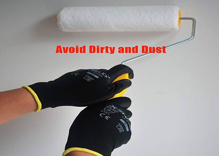 Industrial Black PU Coated Gloves Nylon Builders Grip Palm Coating Hand Gloves