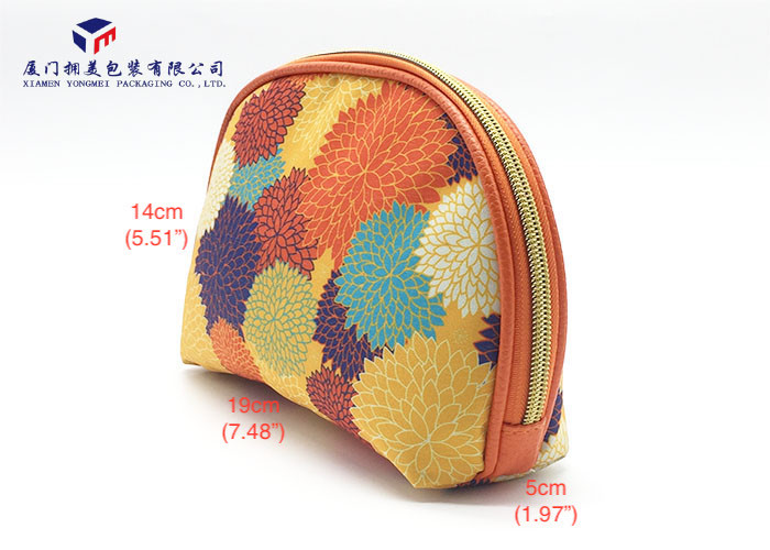 Semicircular Shape Women Fashion Fabric Makeup Case Unique Design 19X5X14cm