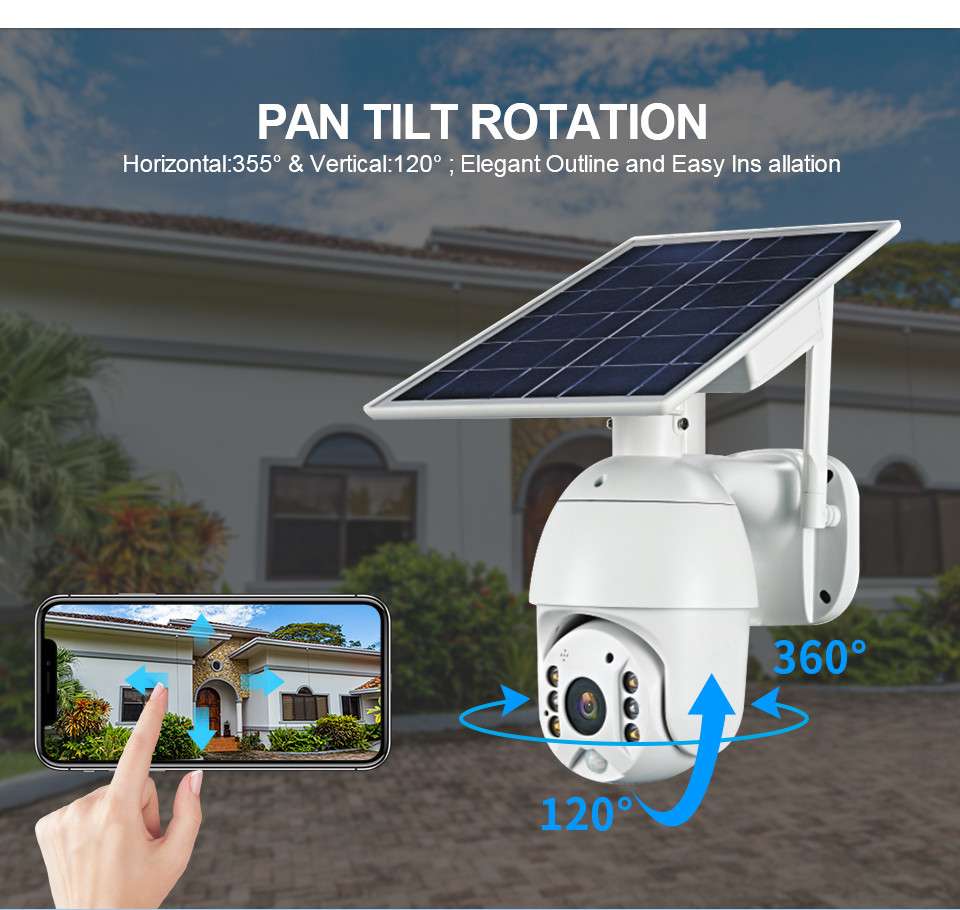 2.5 inch waterproof IP66 lower poer consuption 1080P 2MP outdoor 4G WIFI PTZ speed dome solar security system