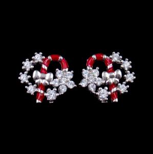 China Exquisite Star Charm Earrings Christmas Wreath Enamel Costume Jewellery wholesale